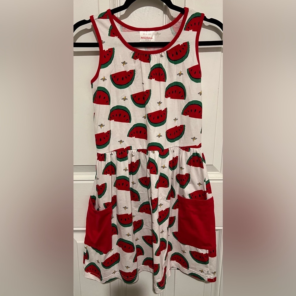 Hanna Andersson Kids' Watermelon & Bees Dress Sleeveless US Size 12 Summer Beach